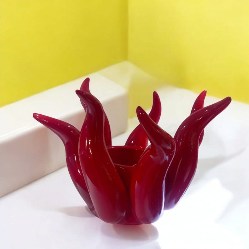 Gli Alberelli Vasetto Fiamma Portacandela in Ceramica di Capodimonte Ø25xH19 cm