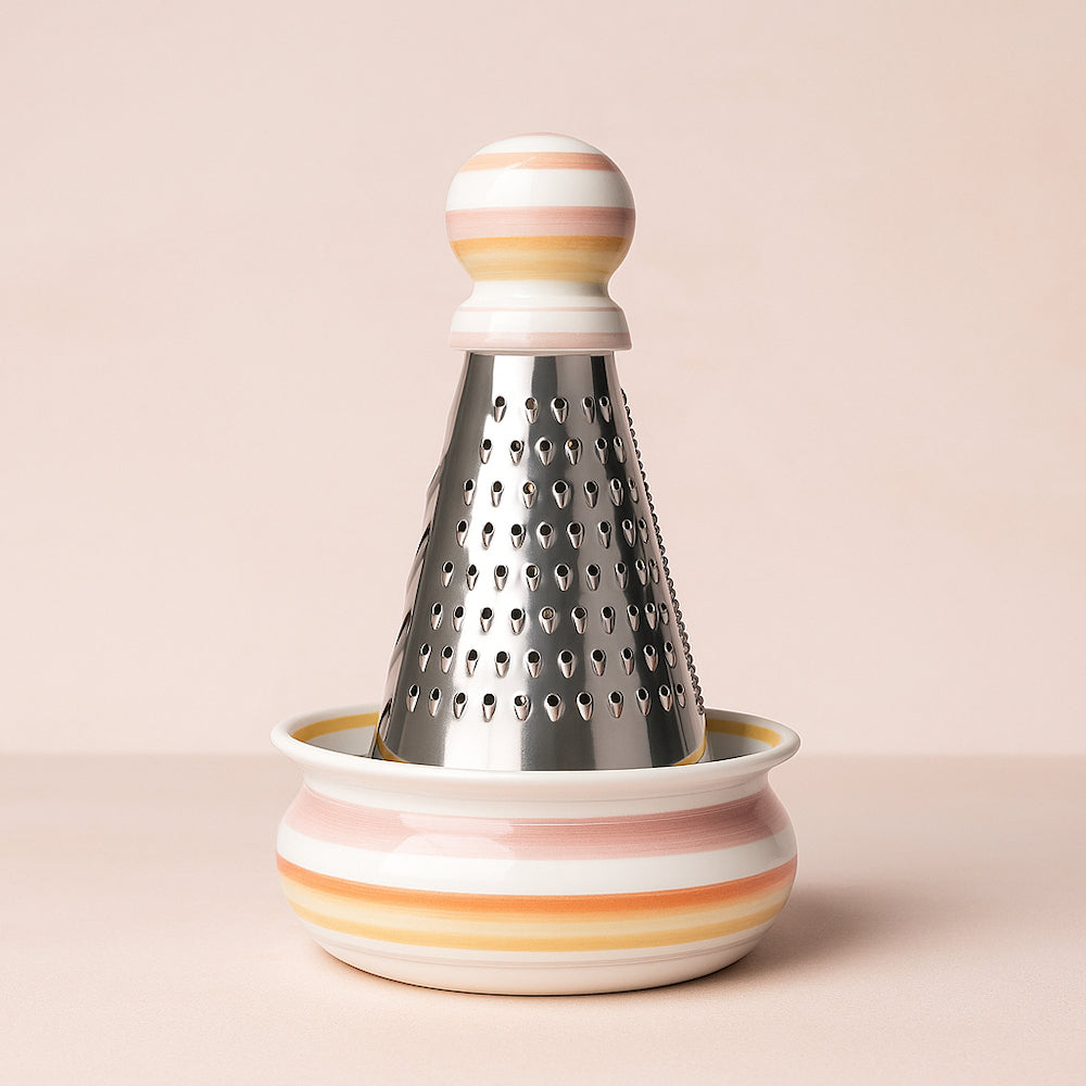 Grattugia Multi Cuorematto in Ceramica Dipinta a Mano e Acciaio Ø12xH19 cm Bomboniera