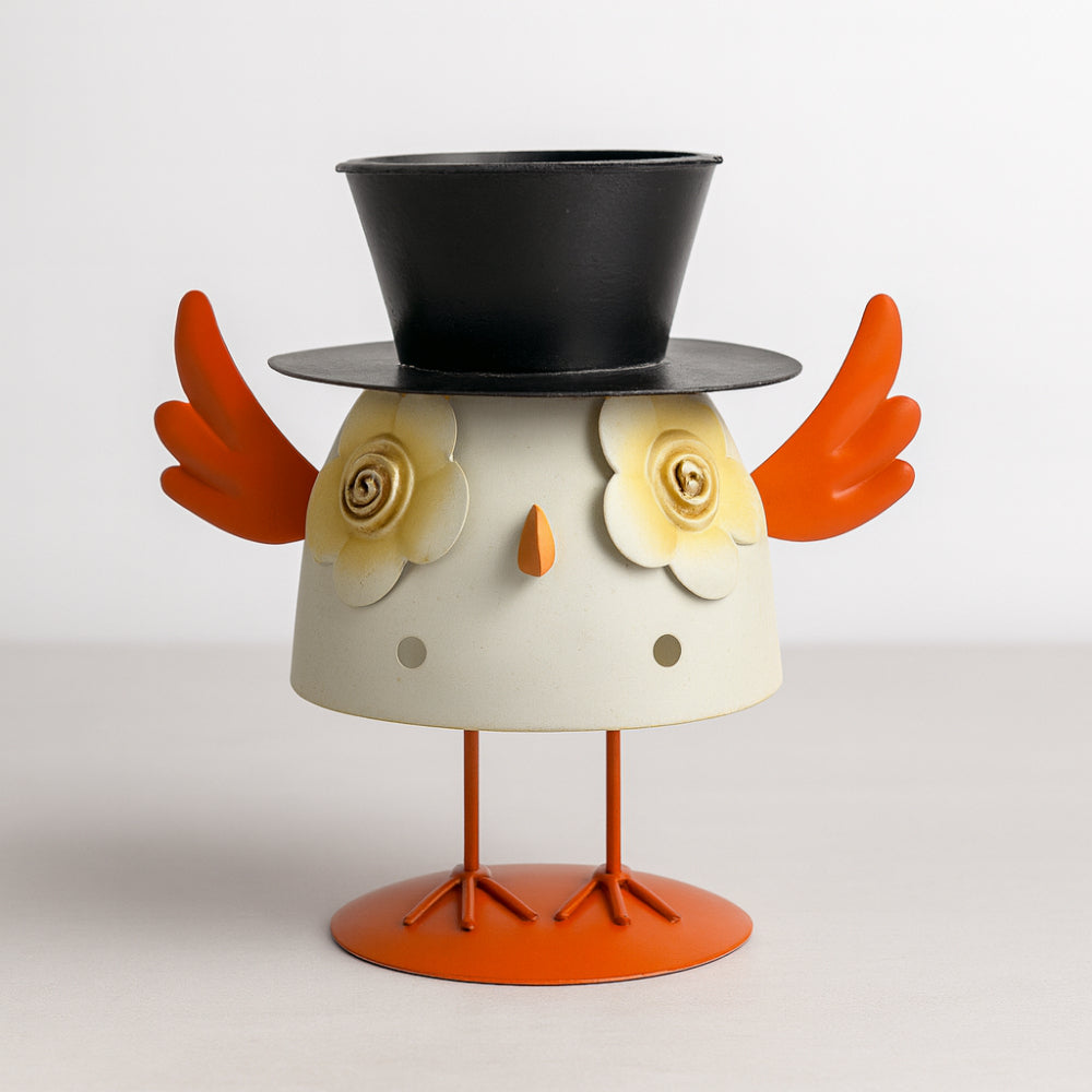 Gufo decorazione pasquale arancio Cuorematto 17×16 cm – decorazione primaverile simpatica