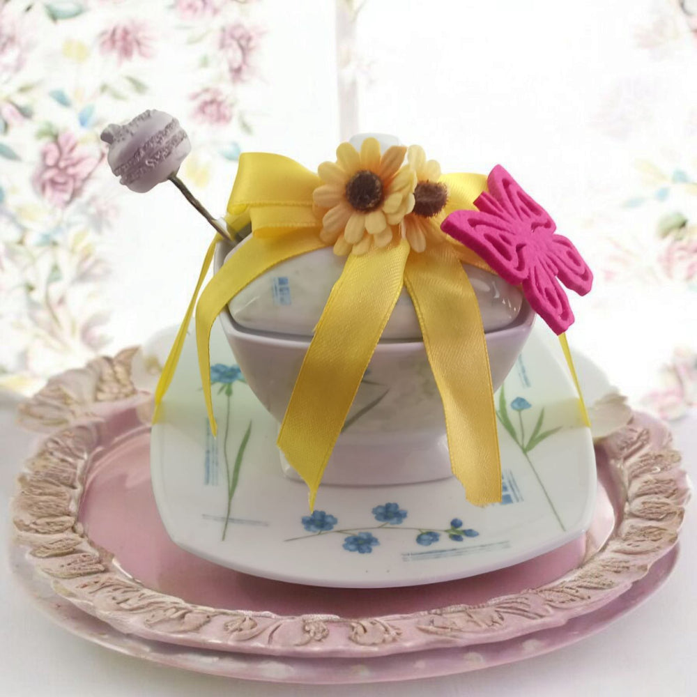 ICC – Formaggera Porcellana 11x15 cm con Decoro Lavanda e Cucchiaino