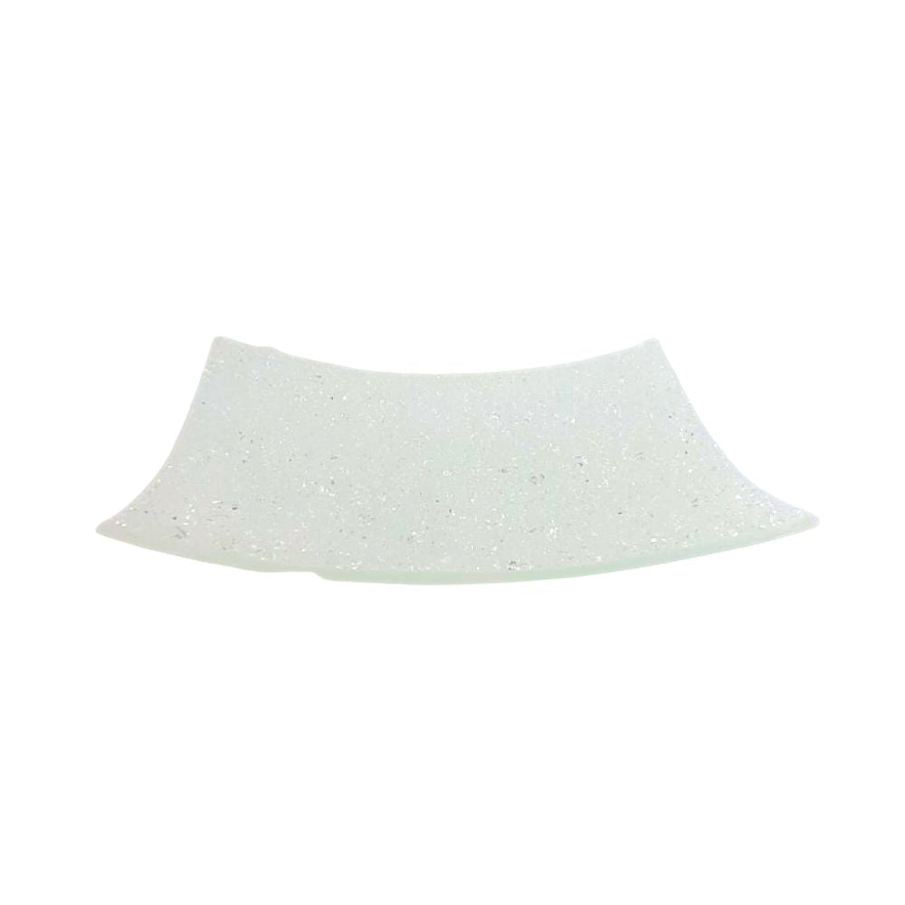Ilary Queen Centro In Vetro 21x4cm Porta Bon Bon Svuotatasche Granigliato Bianco
