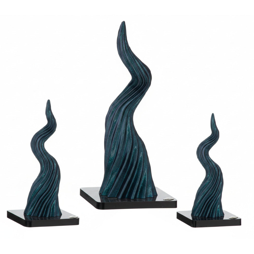 Ilary Queen Corno in PLA Blu Glitter con Base Plex H 16/19/26 cm