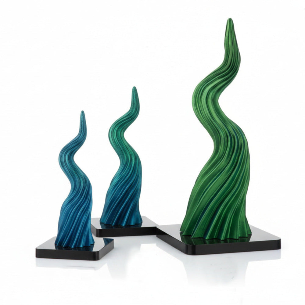 Ilary Queen Corno in PLA Verde Blu con Base Plex H 16/19/26 cm