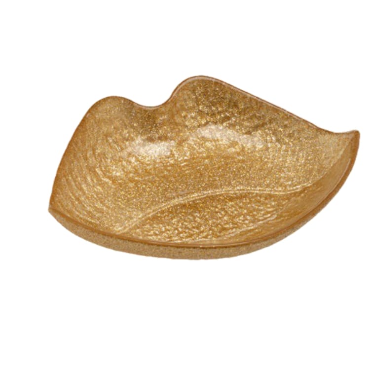 Ilary Queen Svuotatasche Lips Labbra in Vetro Pop 22/17 cm Kiss Oro