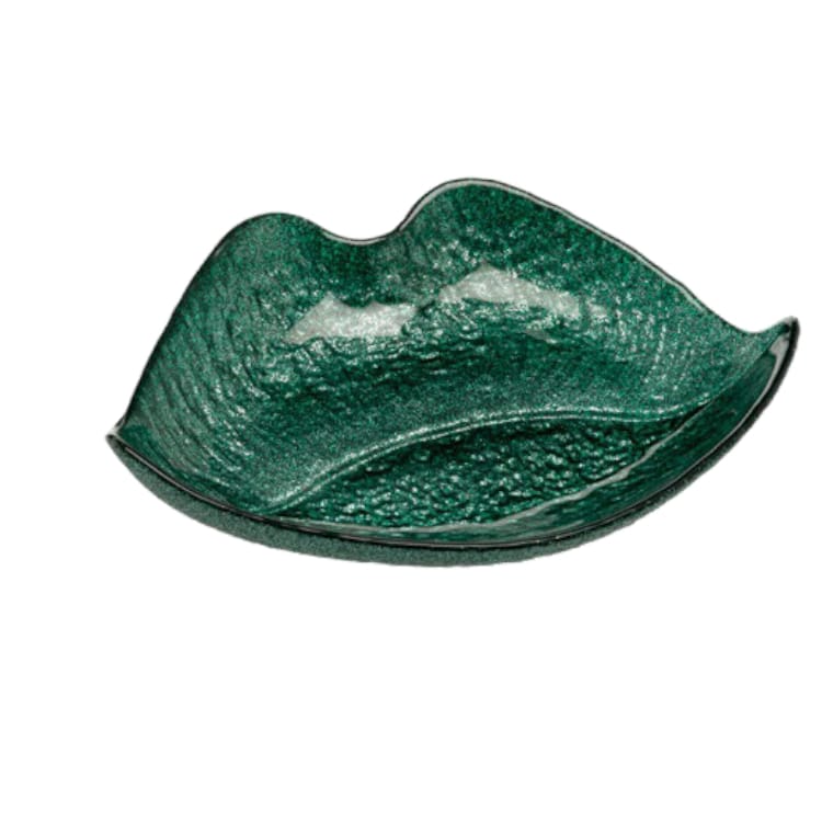 Ilary Queen Svuotatasche Lips Labbra in Vetro Pop 22/17 cm Kiss Verde