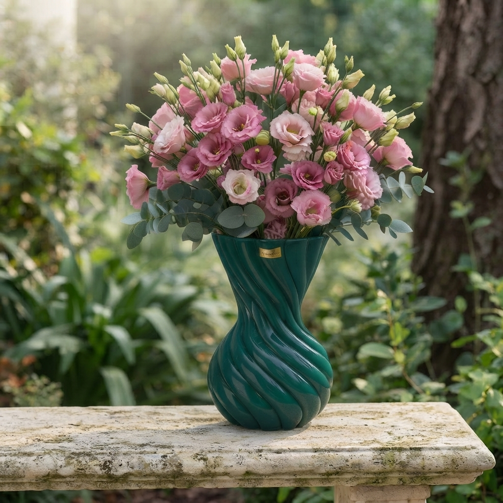 Ilary Queen Vaso Ottanio Foulard in Vetro Design 21 cm