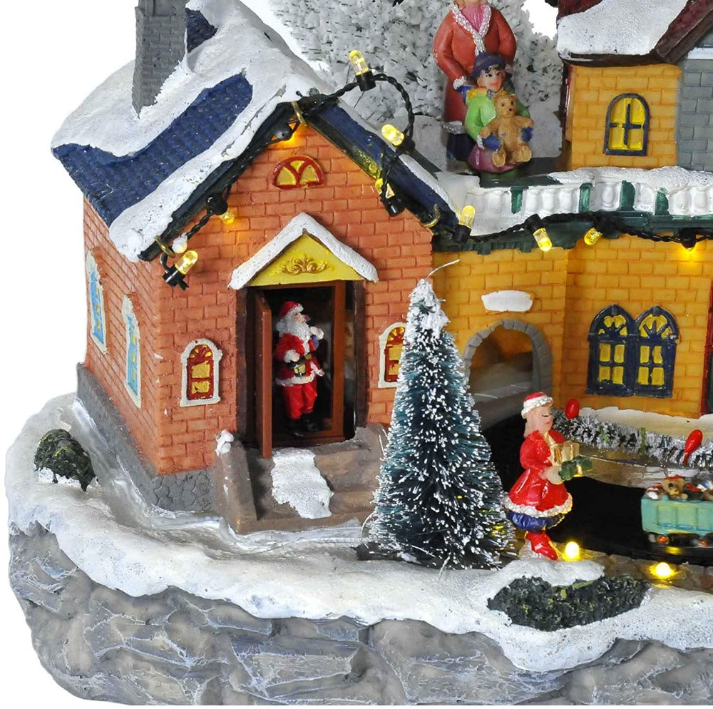 Lamart Giostra Villaggio Con Luci Suoni E Movimenti Cm.36x25 Natale Paesaggio