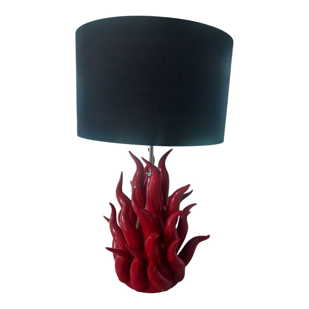 Lampada Alberelli Cono Fiamma in Ceramica di Capodimonte - H70 cm