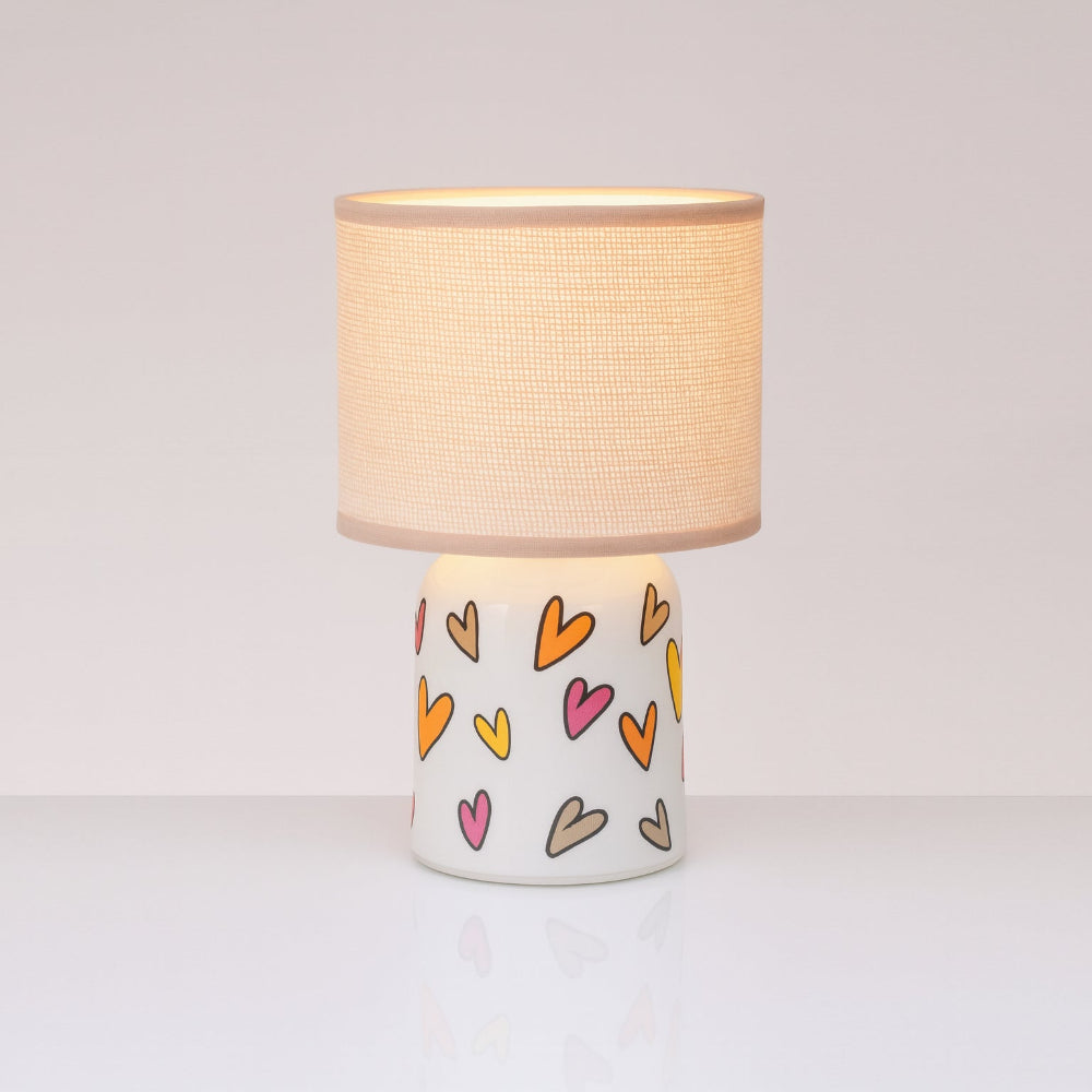 Lampada Cuorematto con paralume 13×18 cm decoro cuori Made in Italy