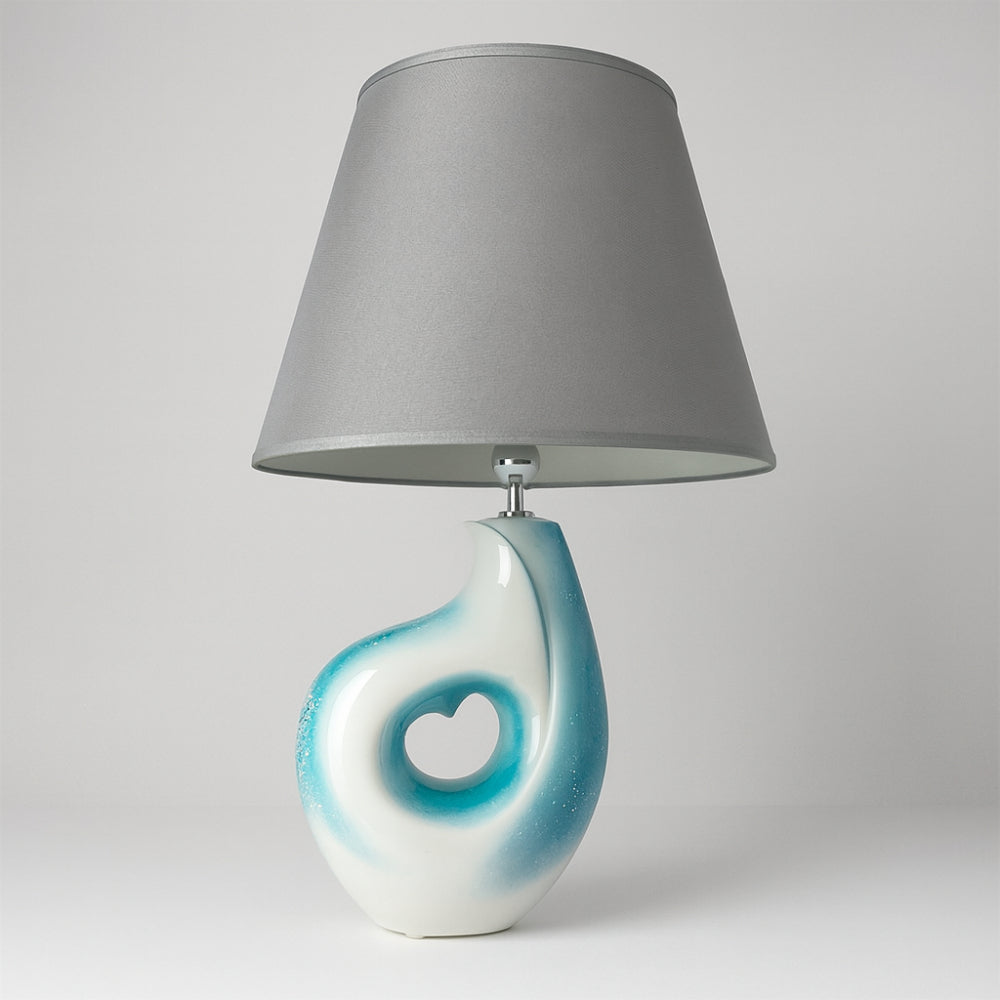 Lampada Sharon porcellana H 66 cm con paralume argento