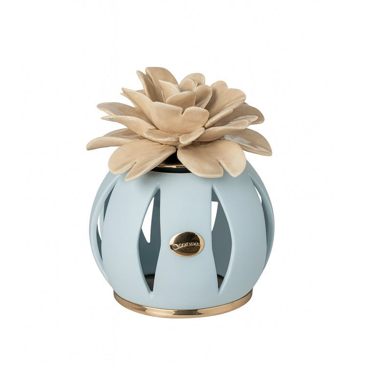 Lampada sfera LED Ilary Queen in ceramica traforata Ø 12x16 cm vari colori azzurro polvere