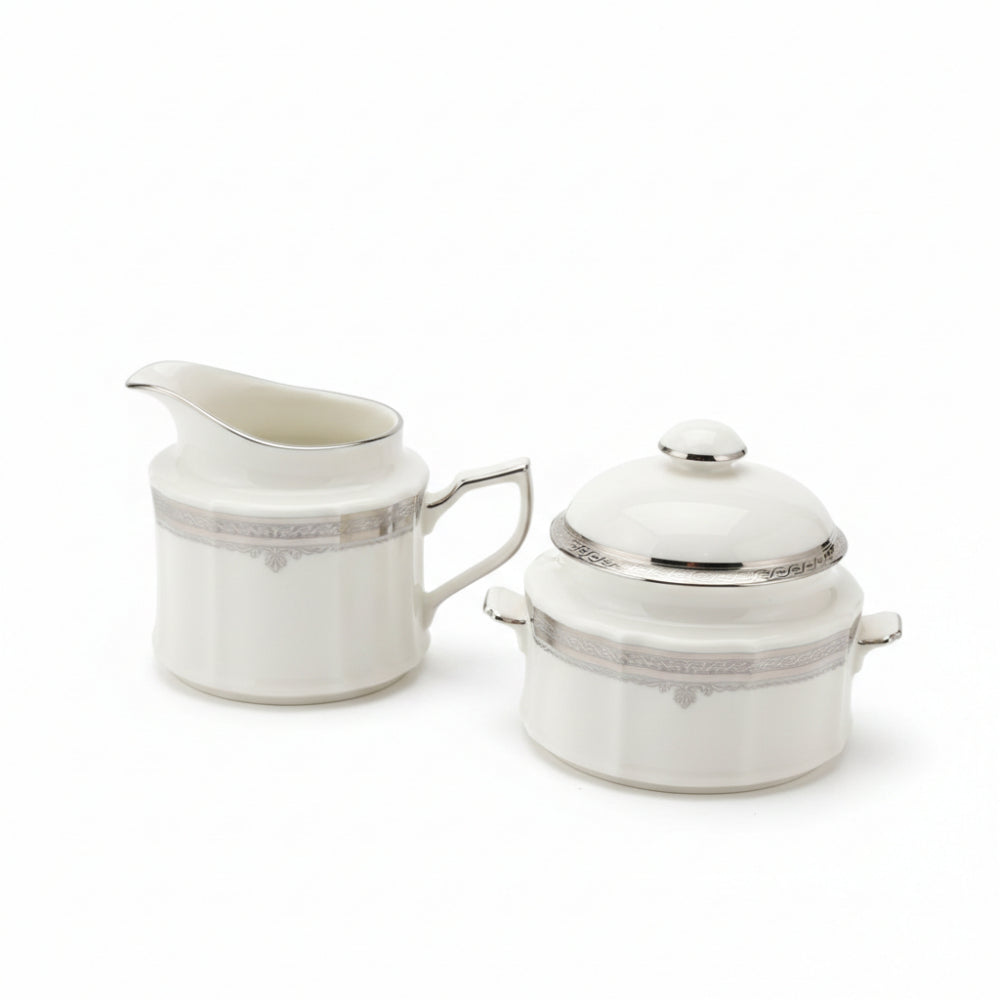 Lattiera e zuccheriera Noritake Westover Platinum porcellana bordo platino