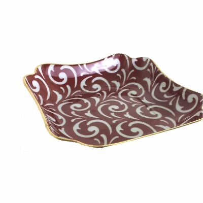 Limoges Centro Porta Bon Bon In Porcellana Con Filo Oro 22k 19x19cm Bordeaux Gold