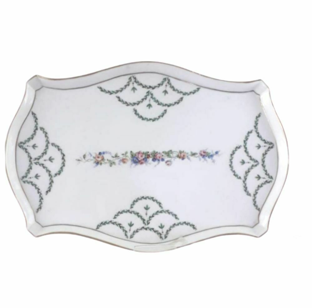 Limoges Vassoio In Porcellana Di Bianco Con Decoro Fiori 40cm Florence Express