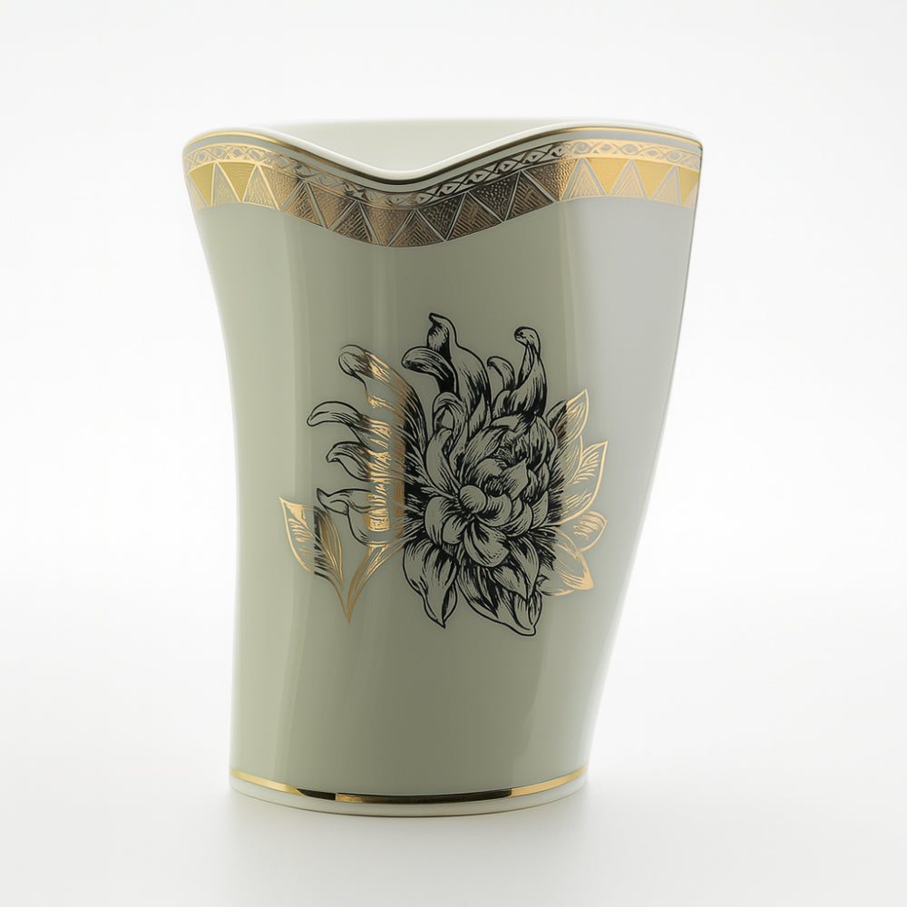 Limoges – Vaso in Porcellana 26x19x12 cm Decoro Peonia Platino