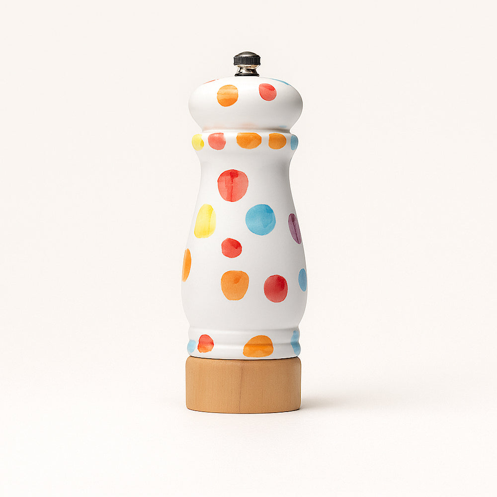 Macinasale Cuorematto Pois in Ceramica Ø6xH17 cm Bomboniera Made in Italy