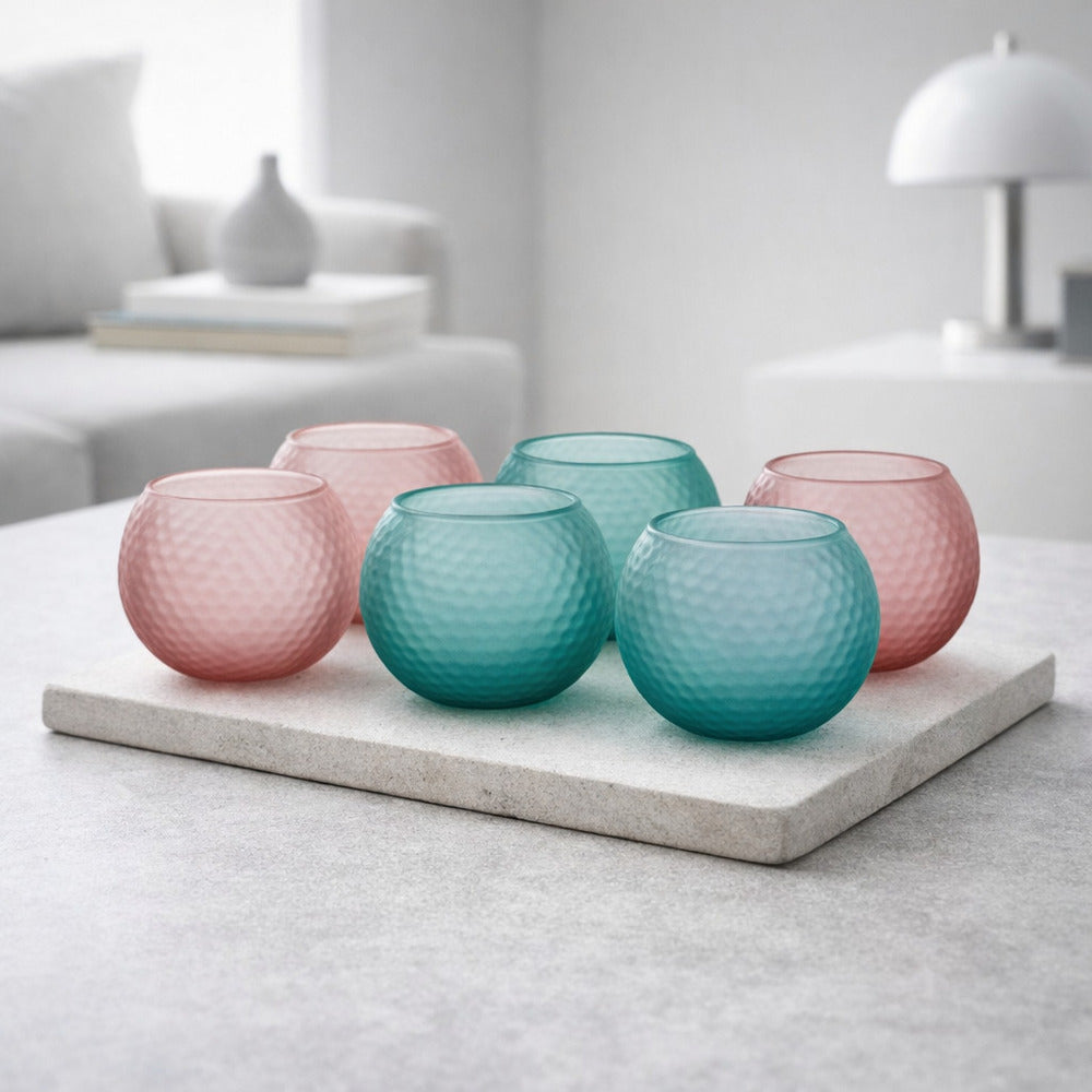 Madrhélen Paris Bubble Set Liquore 6 Bicchieri in Vetro 9x7,5 cm Rosa Verde