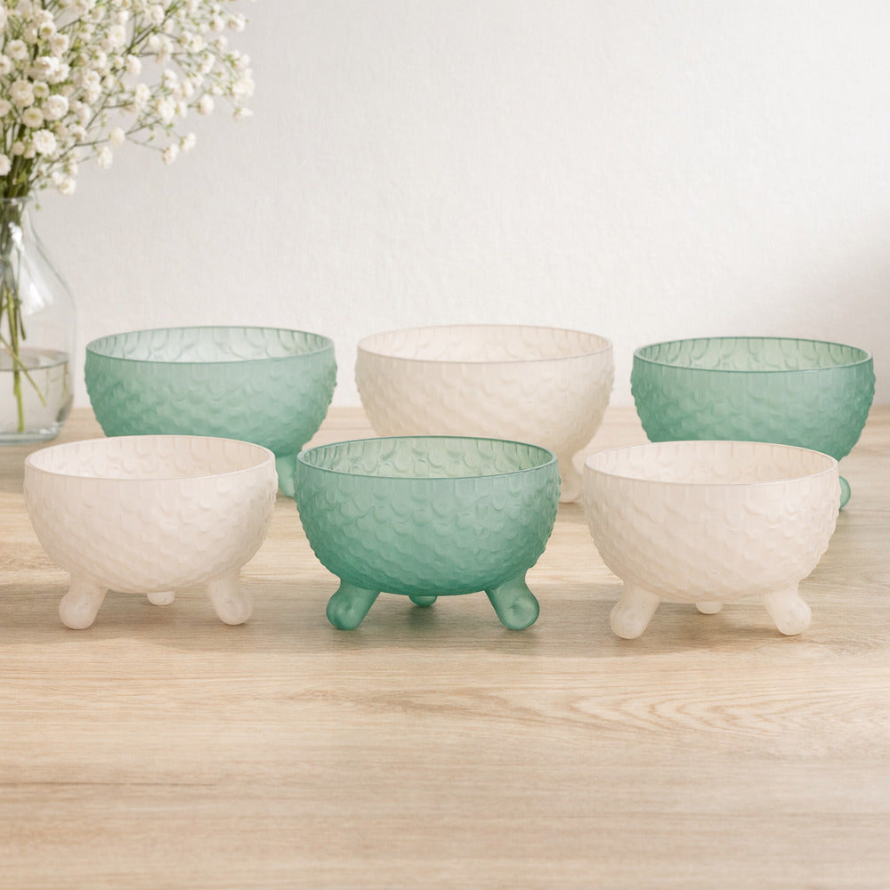 Madrhélen Paris Set 6 Macedonia in Vetro Bubble H 6x9 cm Panna