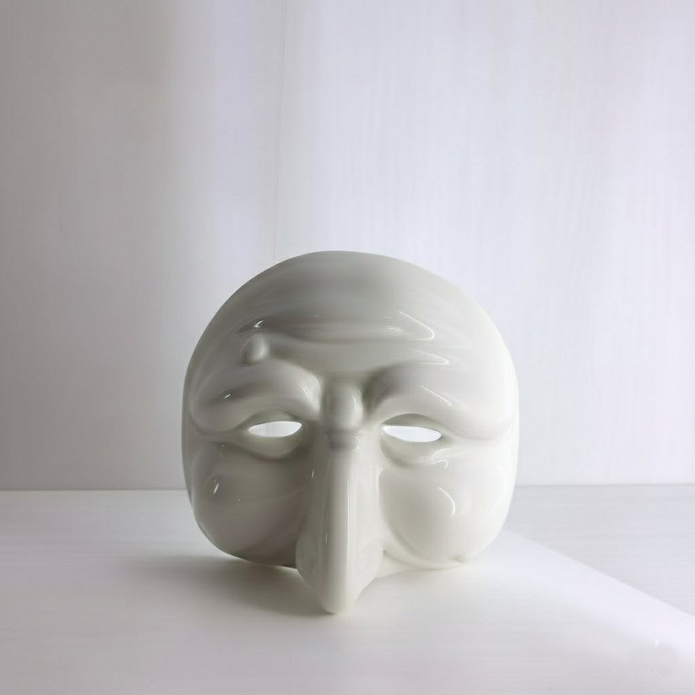 Maschera Pulcinella Sharon porcellana bianca Capodimonte 13x12 cm