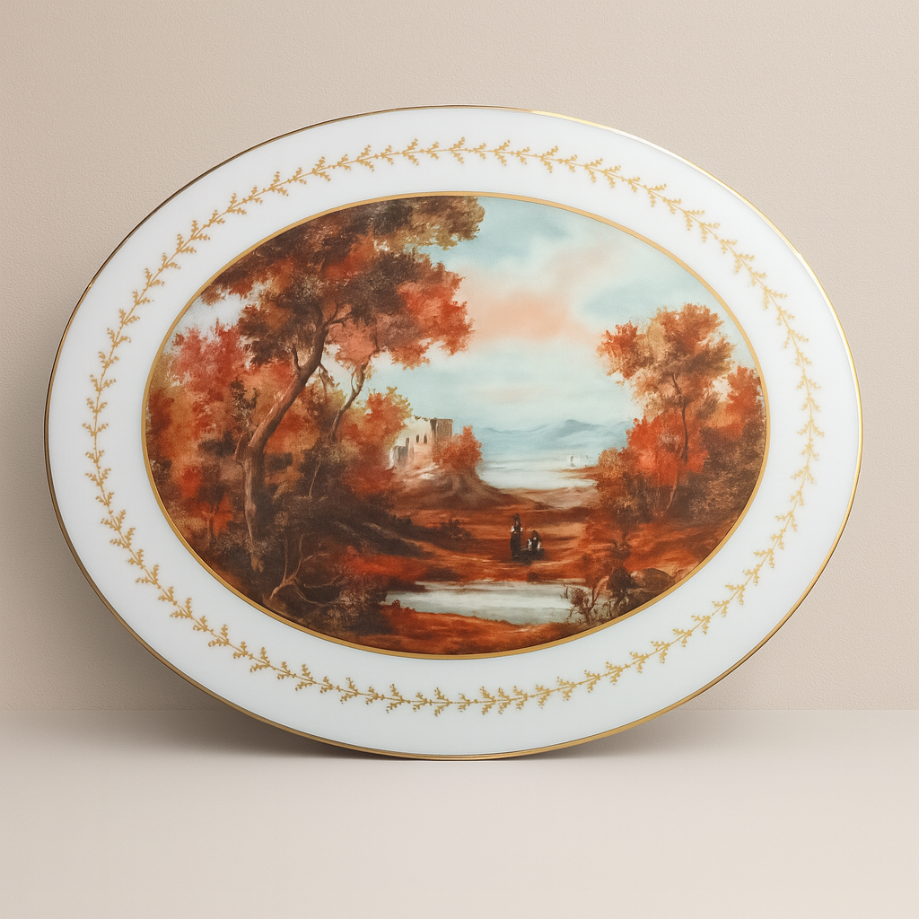 Medaglione decorativo Galleria in porcellana 34 cm con paesaggio – Le Favole