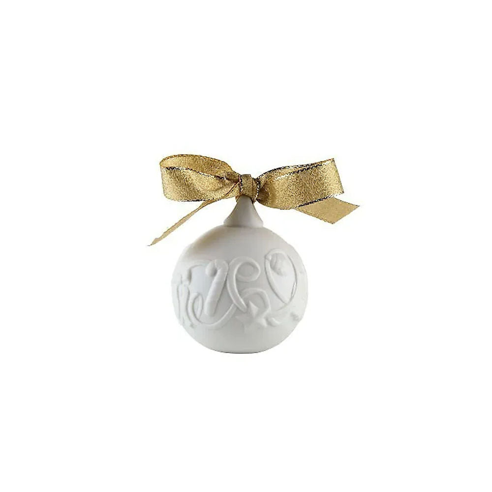 Nao 1676 Ribbon Ball Sfera Natalizia decoro FIocchi in Biscuit 7x6cm