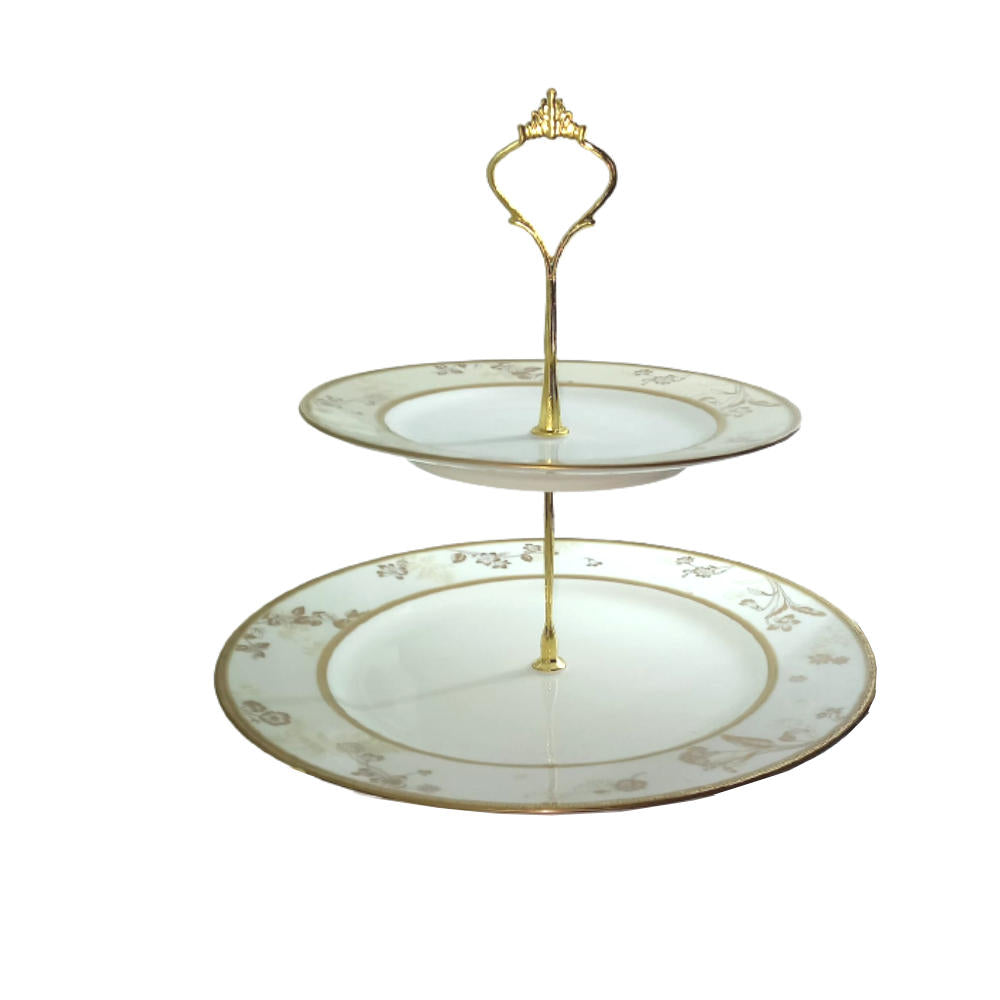 Narumi Alzata 2 Piani Etagere ø20 E 27 Cm In Porcellana Finissima Decoro Tres D OrNarumi Alzata 2 Piani Etagere ø20 E 27 Cm In Porcellana Finissima Decoro Tres D Or