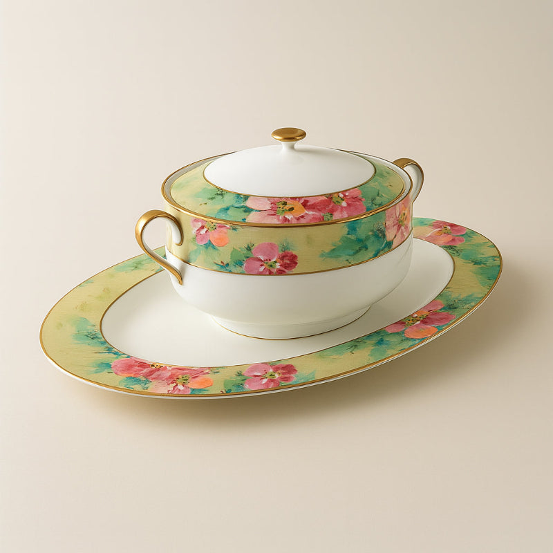 Narumi Decoro Louvre - Servizio Tavola in Porcellana Bone China - Edizione Limitata
