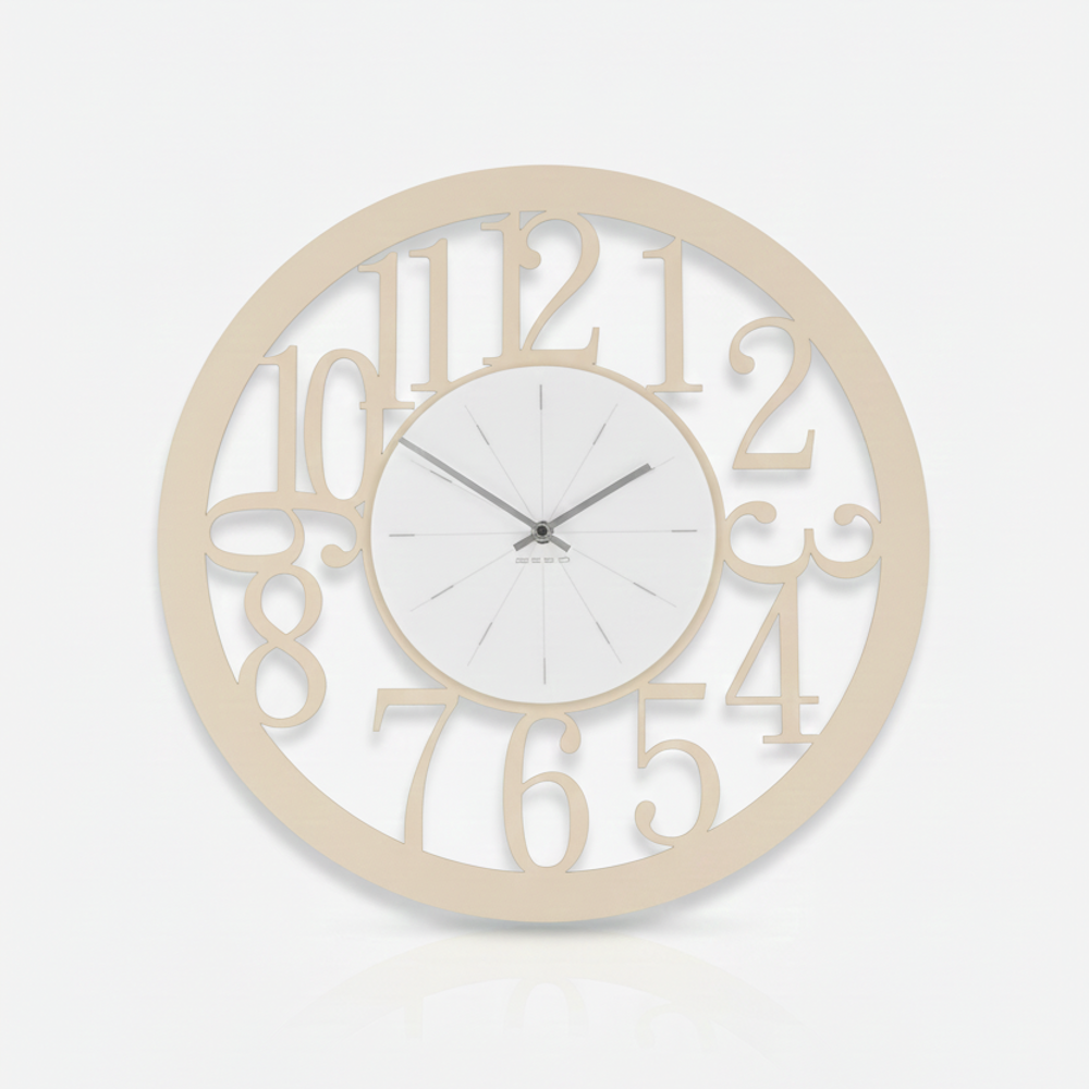 Negò Orologio da Parete Moderno in Metallo Panna Ø 50 cm