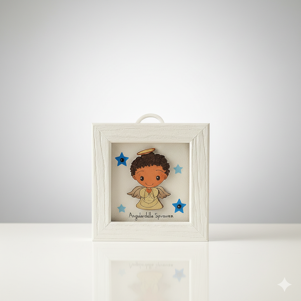 Negò Quadretto in Legno Bianco Angelo della Speranza 12,5×12,5 cm