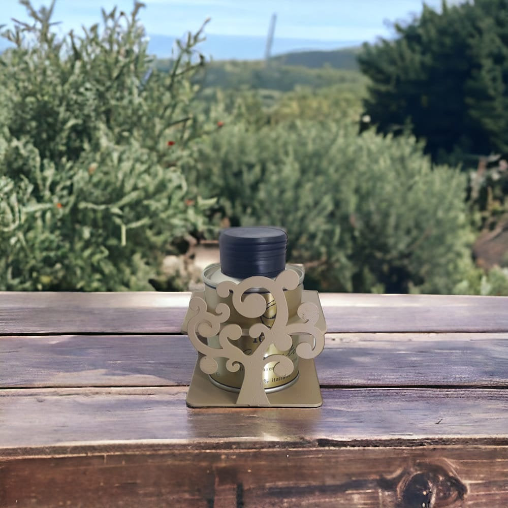 Negò Oliera con Olio Bio 8x8 cm Albero della Vita colore Fango