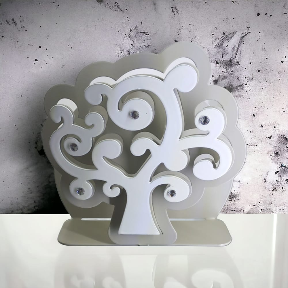 Negò – Porta Tovaglioli in Metallo Grigio Albero della Vita (12x13 cm)