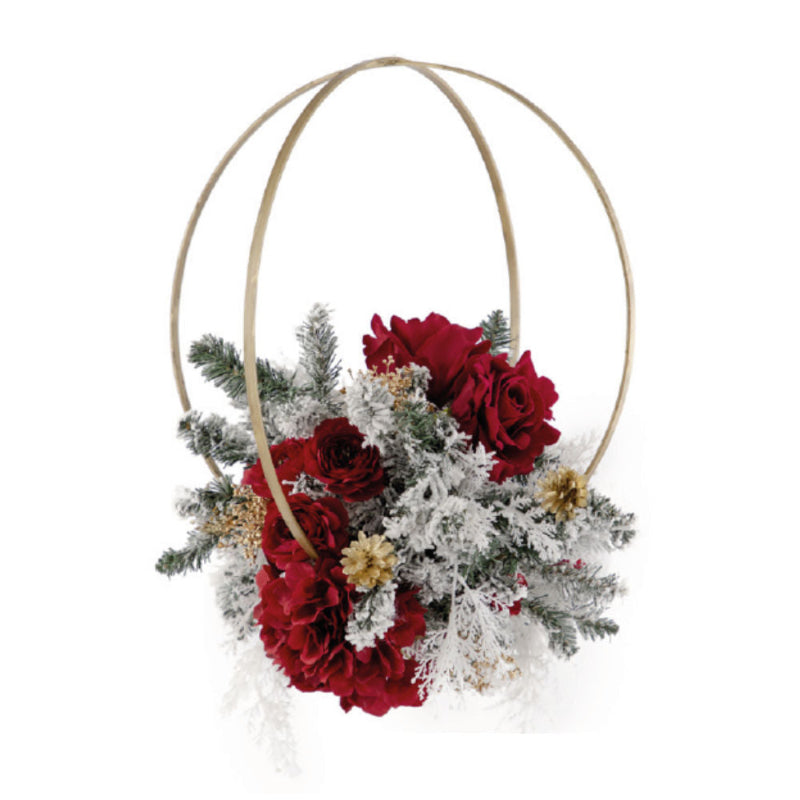 New Diffusion Calatina Ghirlanda Cerchi Oro Sospensione 50cm Sfera Del Bacio Con Led Natale