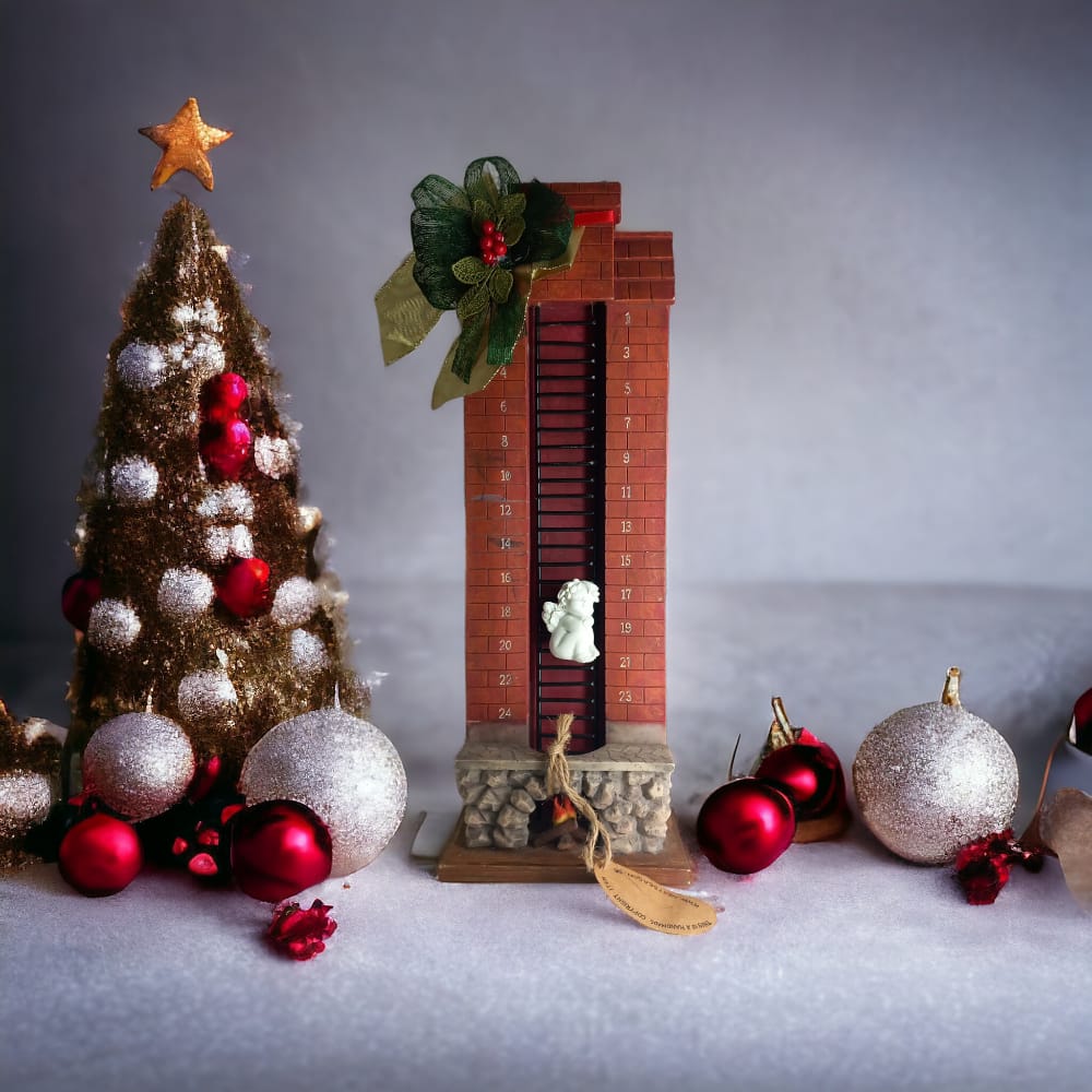 Noel Calendario dell Avvento con scala e angelo Magnete Conta Giorni 40x15x8 cm