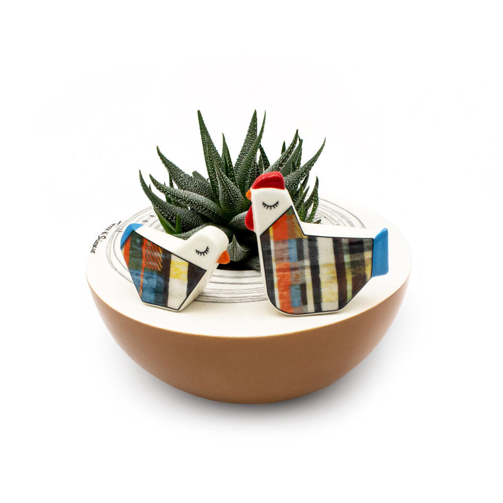 Terre di Scirocco Piazzetta 2 Elementi Gallina + Pulcino Ø21cm in Ceramica
