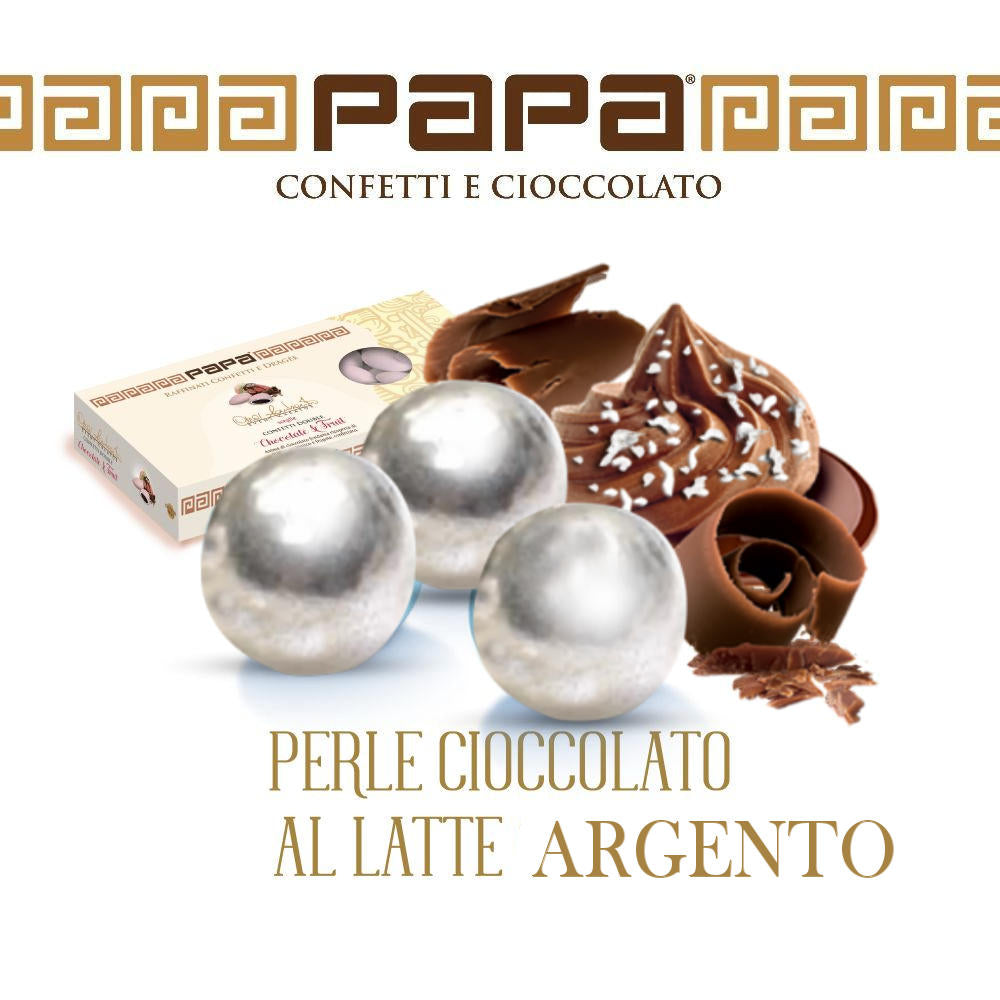 Papa Confetti Perle Cioccolato Argento 500gr - Le Favole Living