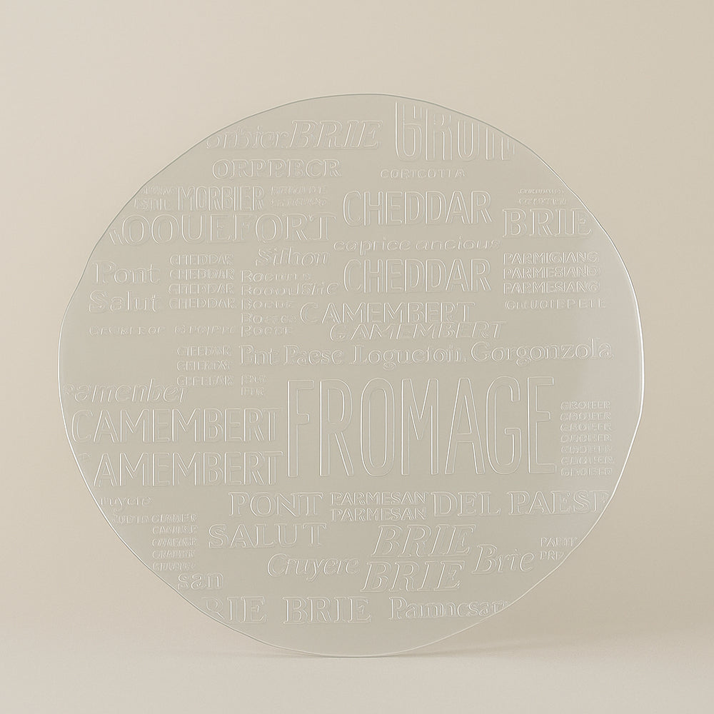 Piatto formaggio in vetro trasparente Cive Ø32 cm con decoro
