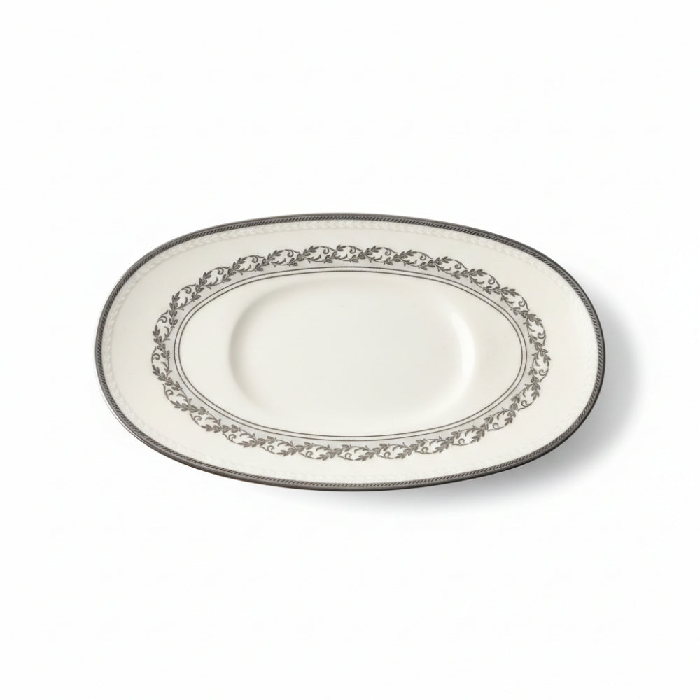 Piatto ovale Noritake Westover Platinum porcellana 23x13 cm bordo platino