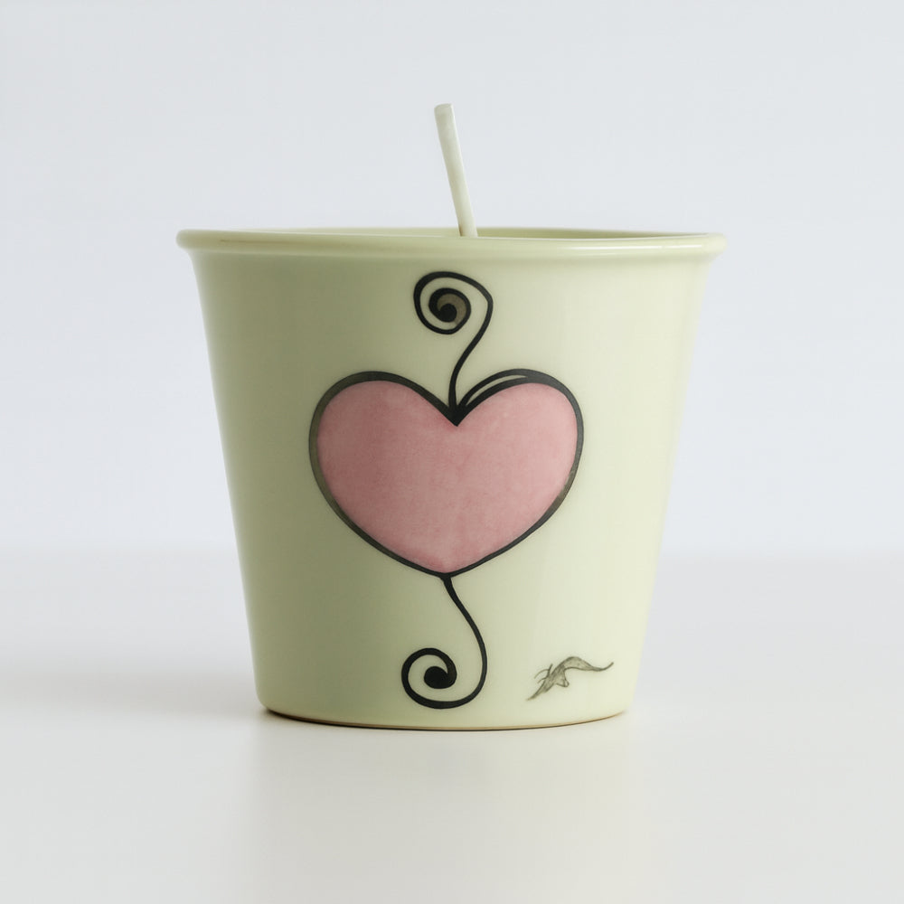 Porta Candela Profumata Cuore Rosa Porcellana Capodimonte 6x7 cm