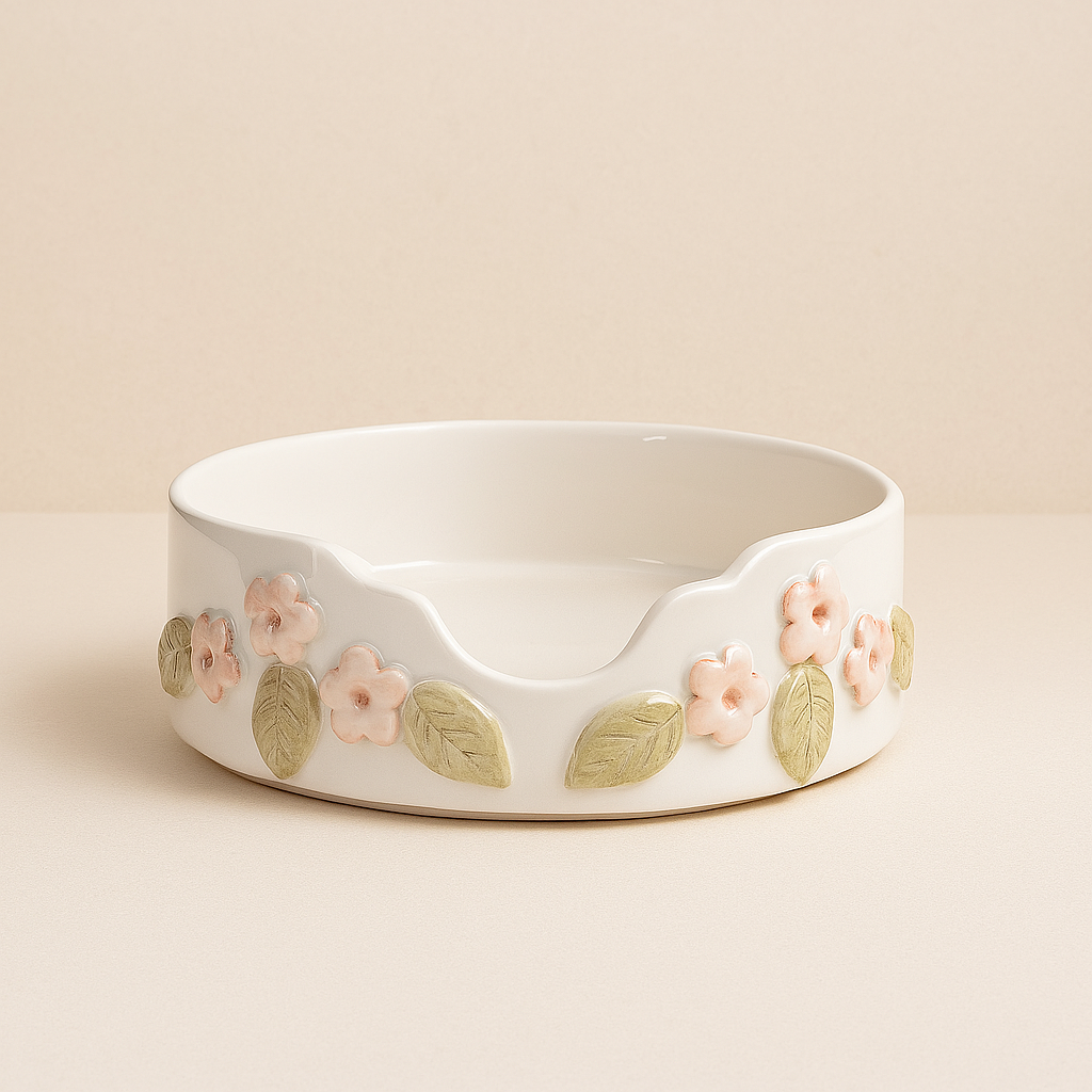 Porta Piatti Arthesiana in ceramica con decoro fiori 25 cm – Eleganza per la tavola Made in Italy