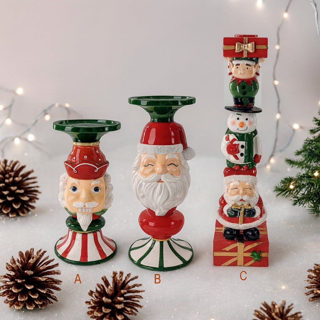 Porta candela Babbo Natale Ilary Queen in marmorino decorazione natalizia