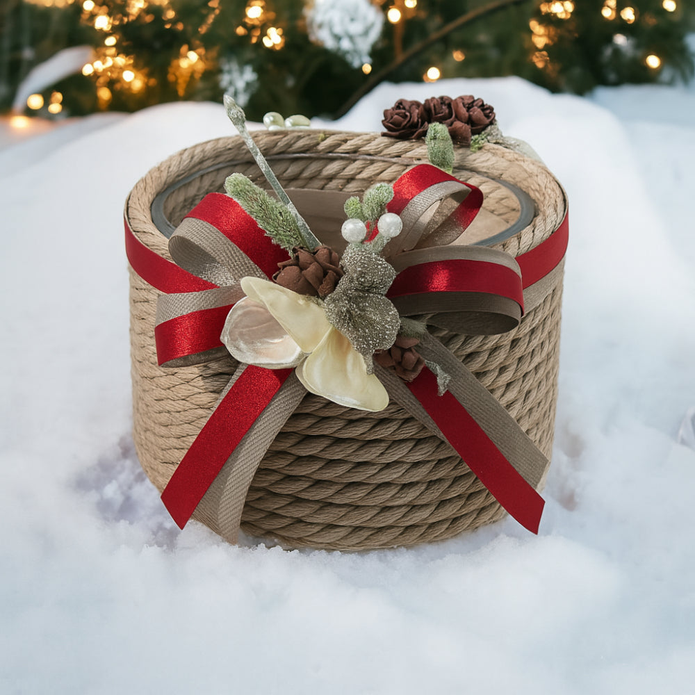 Porta candela in vetro per tea light con decoro natalizio – idea regalo elegante e decorazione per le feste