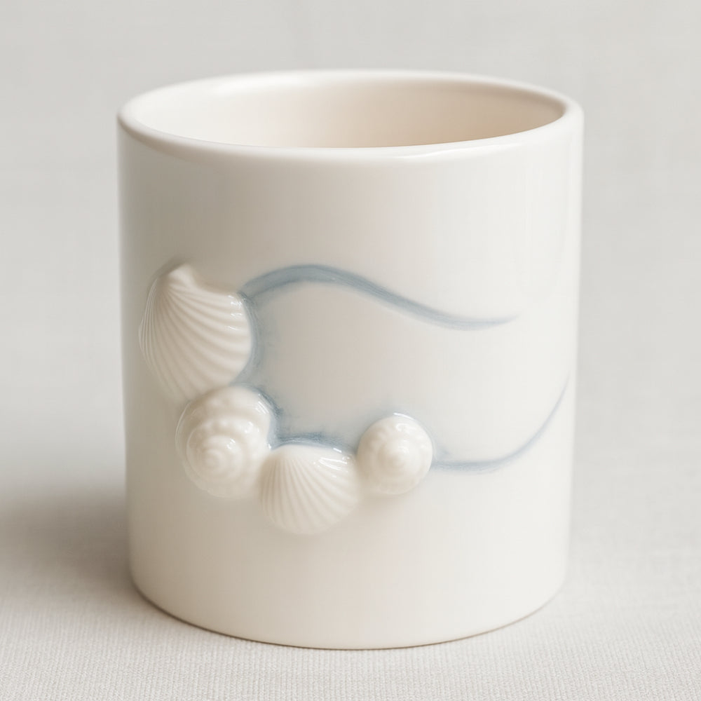 Porta utensili in ceramica artigianale tema mare H12 x Ø11 cm