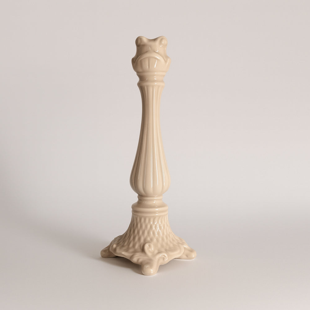 Portacandele Rebirth ceramica avorio H 26 cm design moderno