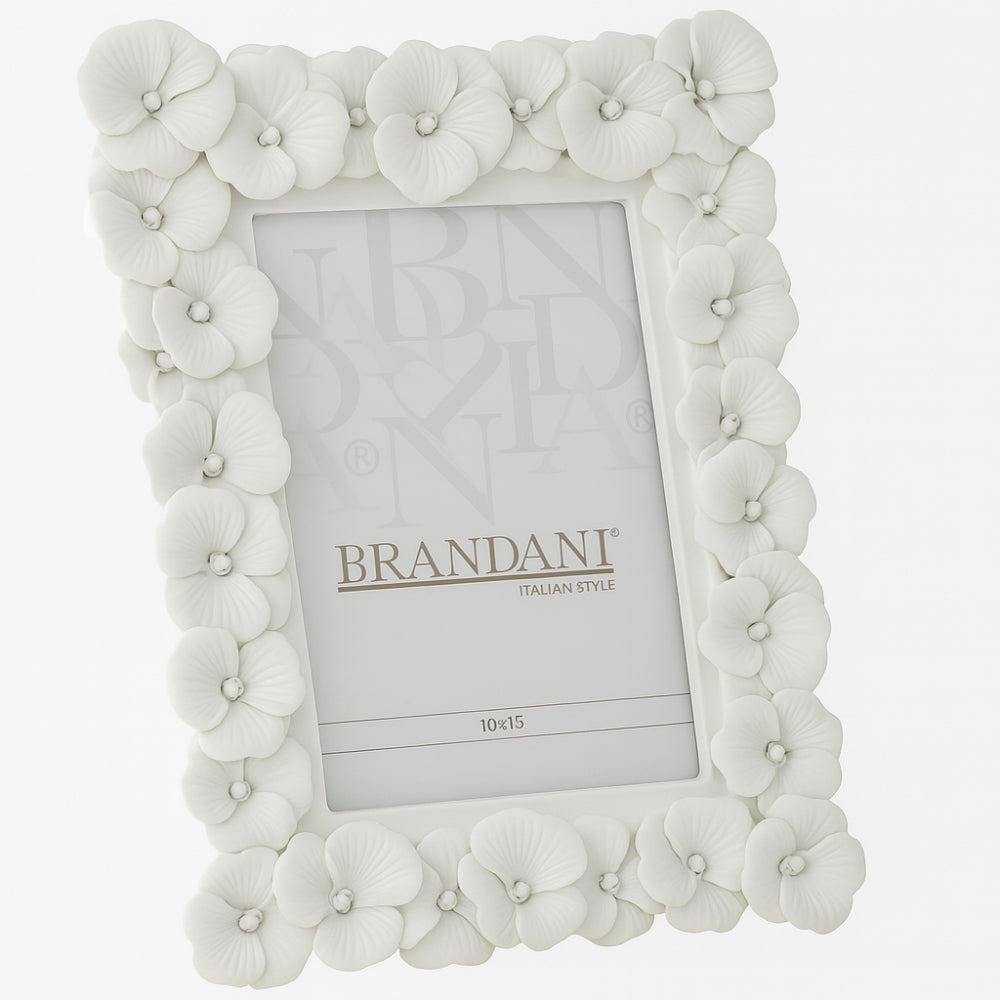 Portafoto Brandani Primula bianco in ceramica elegante decorativo