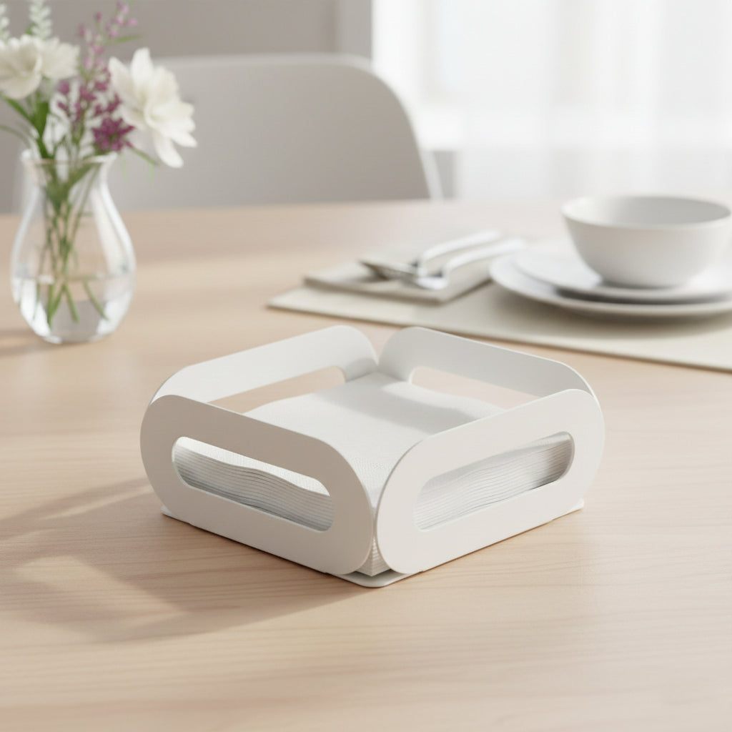 Portatovaglioli Negò in metallo bianco 18x18 cm design elegante