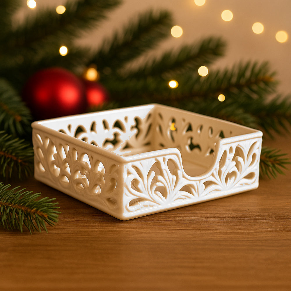 Portatovaglioli in ceramica traforata Arte di Nacchi 20×6,5 cm elegante da tavola