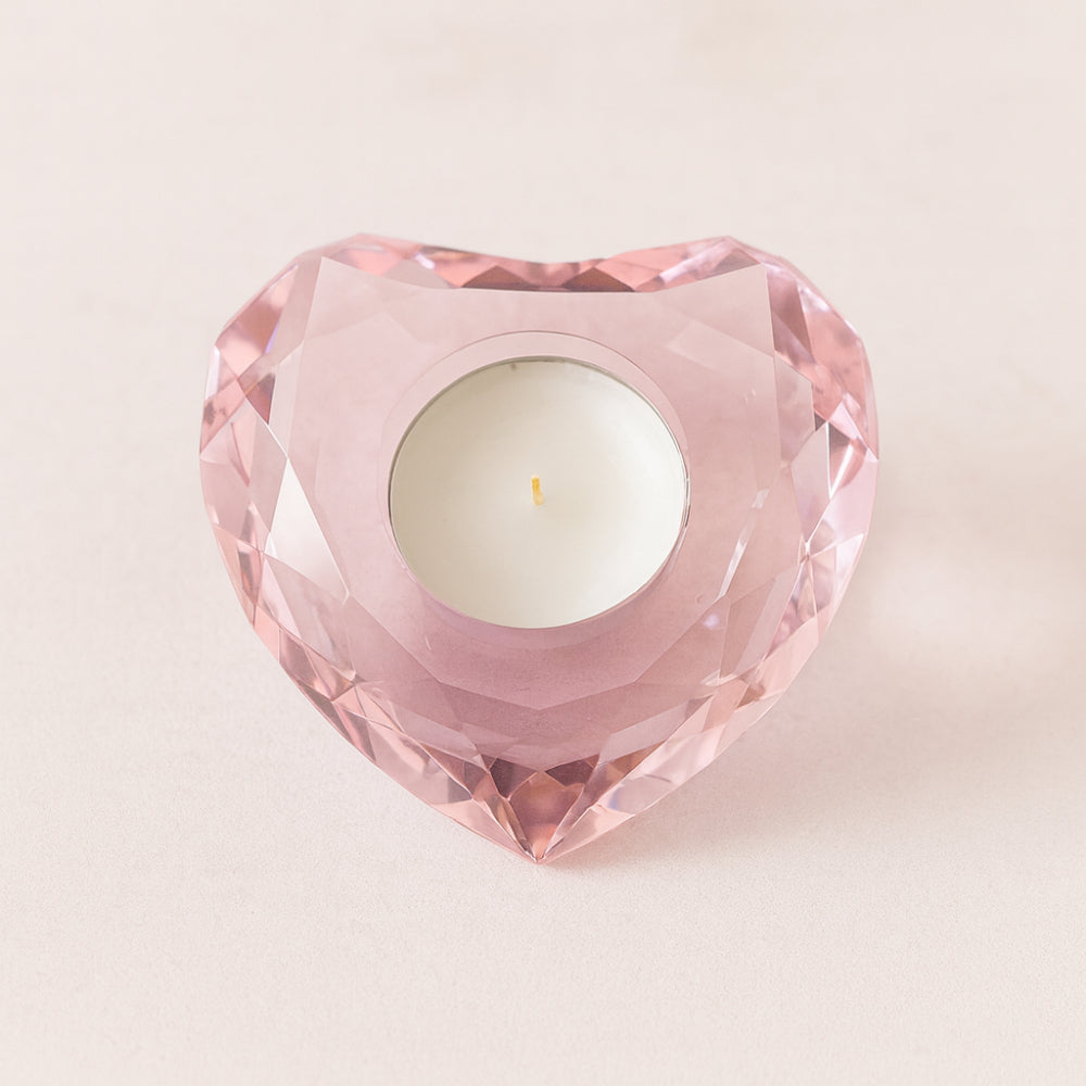 Rosenthal porta candele cuore cristallo rosa 10 cm Studio Line
