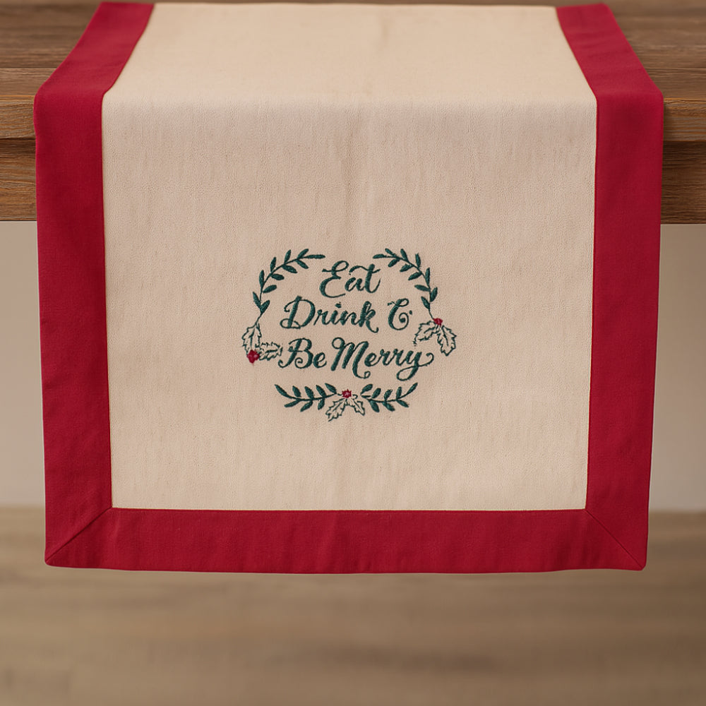 Runner natalizio in lino 132x47 cm New Diffusion – decorazione elegante per la tavola delle feste