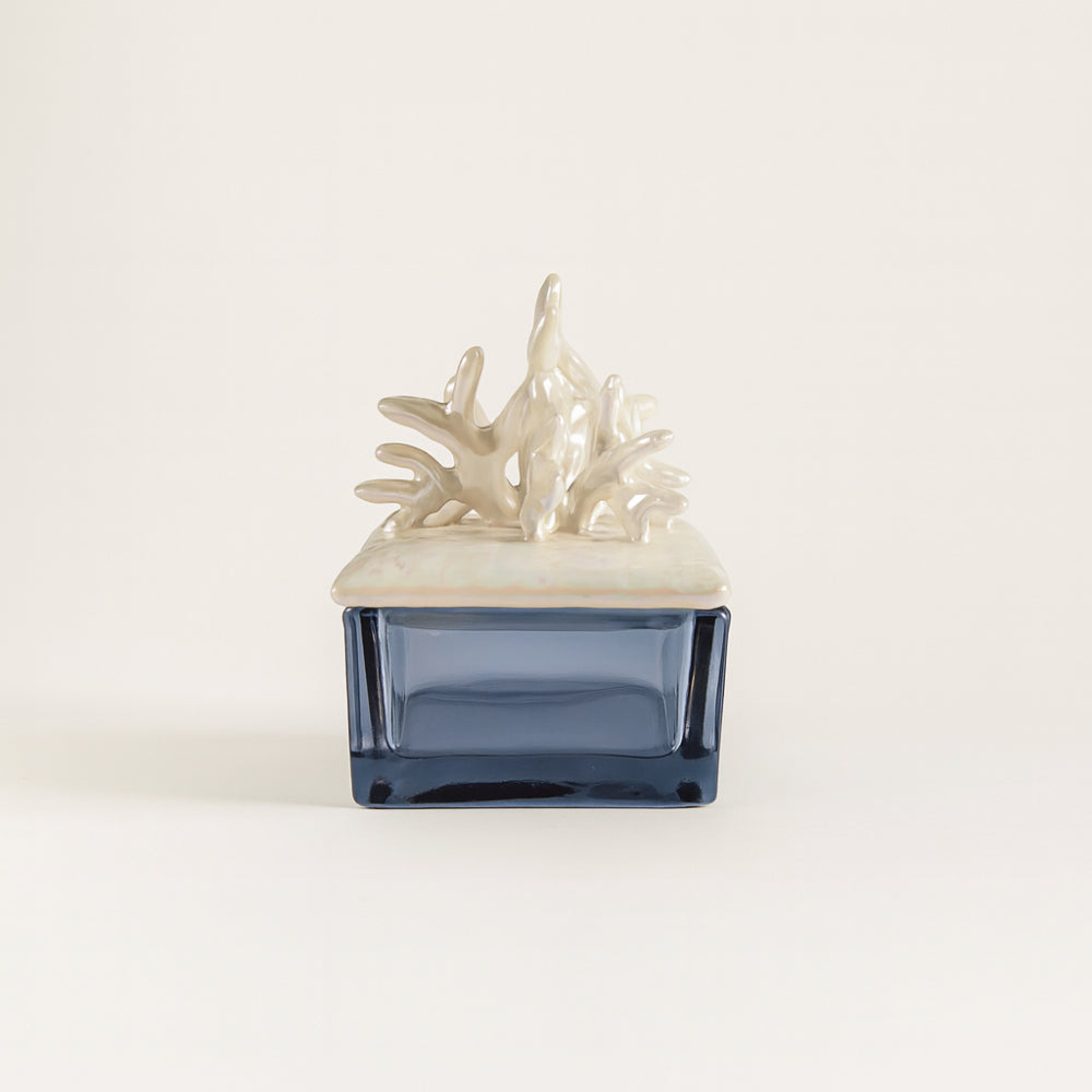 Scatola Ricciocaprese Coral bianca ceramica H10x7x7 cm
