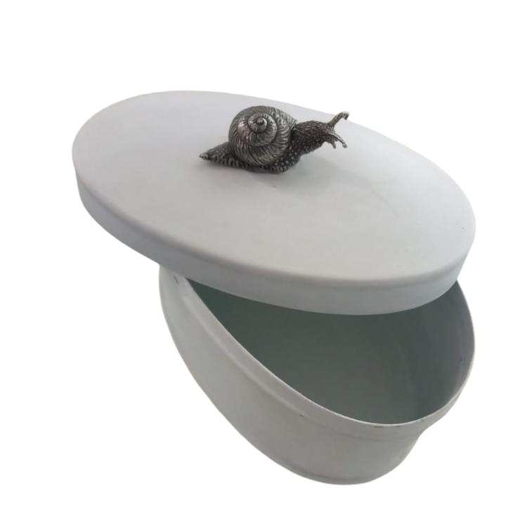 Scatola lumaca Daliana Old Sheffield Shabby Chic 16x10,5 cm portaoggetti decorativo